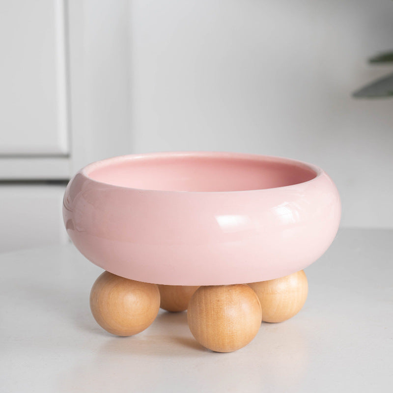 ZOOMATE - Mochi -  Elevated Ceramic Pet Diner with Wood Base - Joint-Friendly, Dishwasher Safe