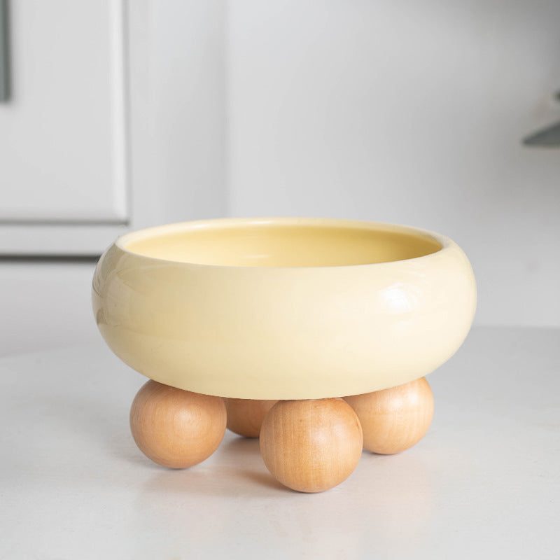 ZOOMATE - Mochi -  Elevated Ceramic Pet Diner with Wood Base - Joint-Friendly, Dishwasher Safe