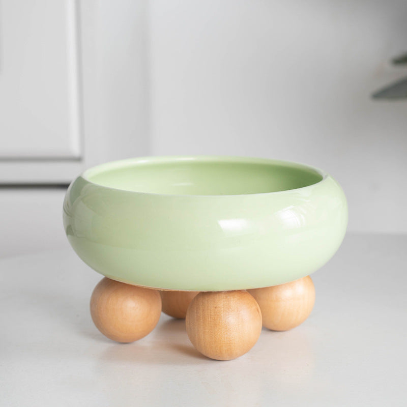 ZOOMATE - Mochi -  Elevated Ceramic Pet Diner with Wood Base - Joint-Friendly, Dishwasher Safe