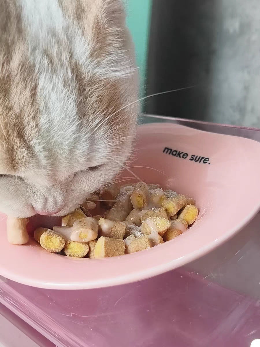 Adjustable Elevated Ceramic Cat Bowls with Anti-Slip Rubber Pad, Splash Guard, Lead & Cadmium Free, Whisker Friendly