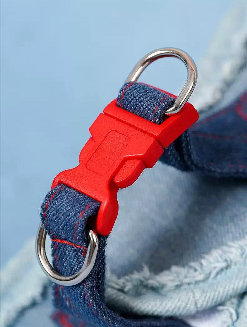 ZeZe Denim Dog Harness & Leash Set – Anti-Escape, Adjustable Vest for Outdoor Walks
