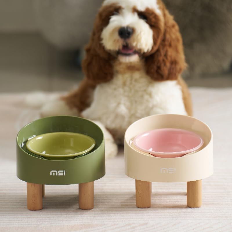 Adjustable Elevated Ceramic Cat Bowls with Anti-Slip Rubber Pad, Splash Guard, Lead & Cadmium Free, Whisker Friendly