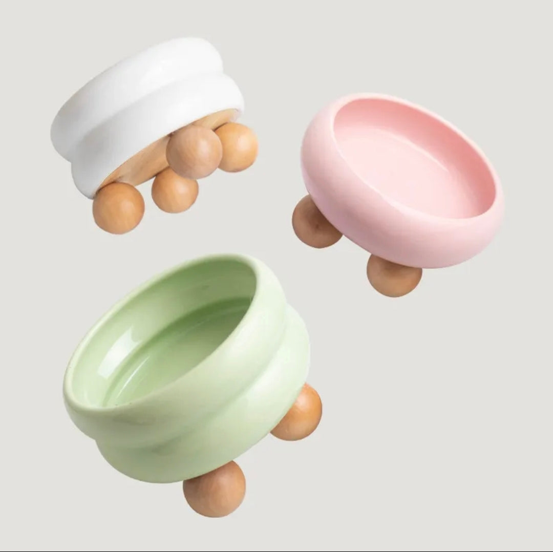 ZOOMATE - Mochi -  Elevated Ceramic Pet Diner with Wood Base - Joint-Friendly, Dishwasher Safe