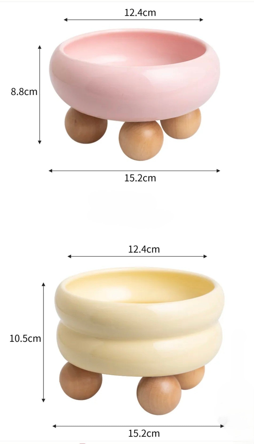 ZOOMATE - Mochi -  Elevated Ceramic Pet Diner with Wood Base - Joint-Friendly, Dishwasher Safe